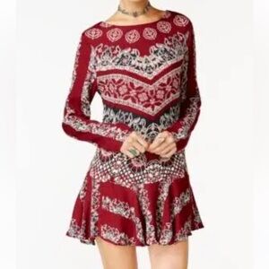 NWT FREE PEOPLE Smooth Talker Long Sleeve Open Back Flare Mini Dress Size Small